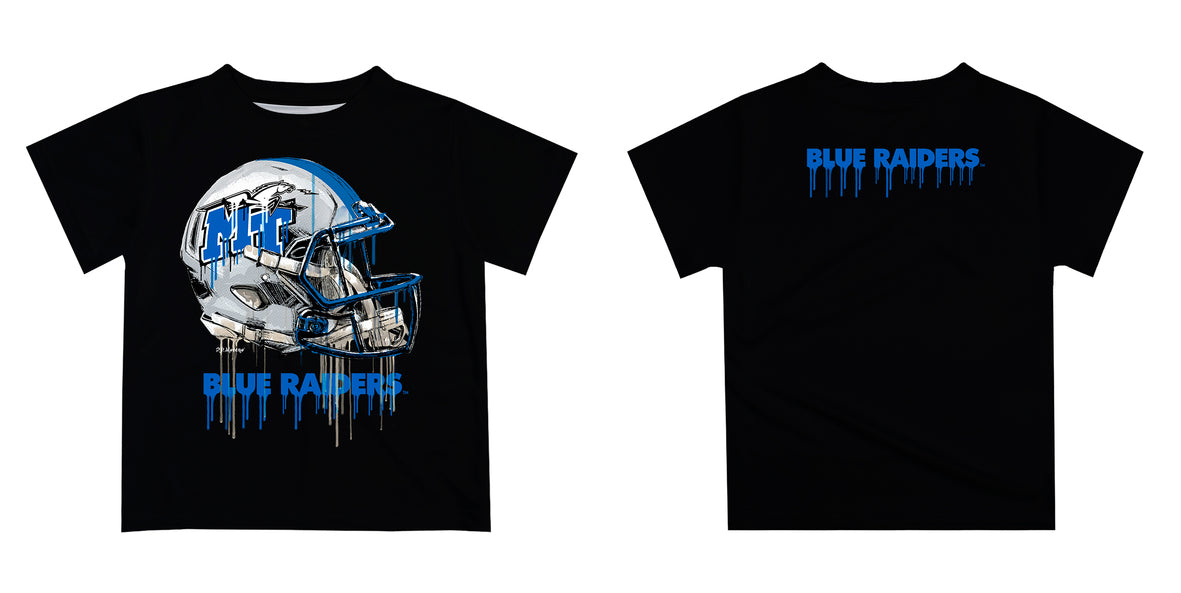 MTSU Blue Raiders Original Dripping Football Helmet Black T-Shirt by Vive La Fete