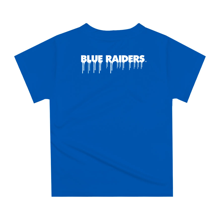 MTSU Blue Raiders Original Dripping Football Helmet Blue T-Shirt by Vive La Fete