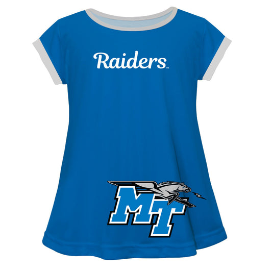 Middle Tennessee Big Logo Blue Short Sleeve Girls Laurie Top by Vive La Fete