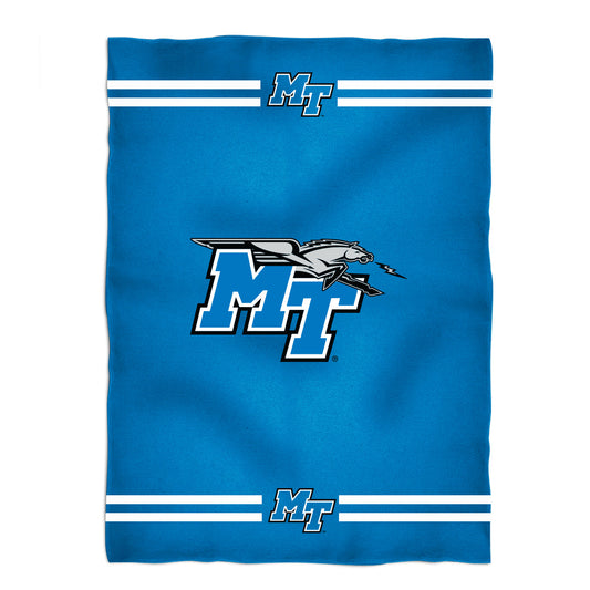 MTSU Blue Raiders Game Day Soft Premium Fleece Blue Throw Blanket 40 x 58 Logo and Stripes