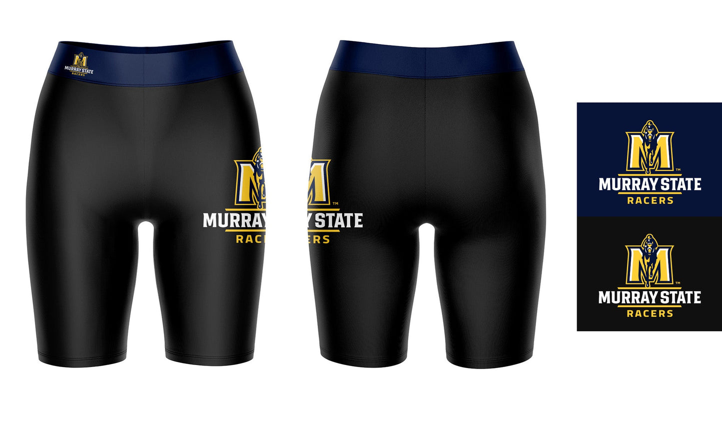 Murray State Racers Vive La Fete Game Day Logo on Thigh and Waistband Black and Navy Women Bike Short 9 Inseam"