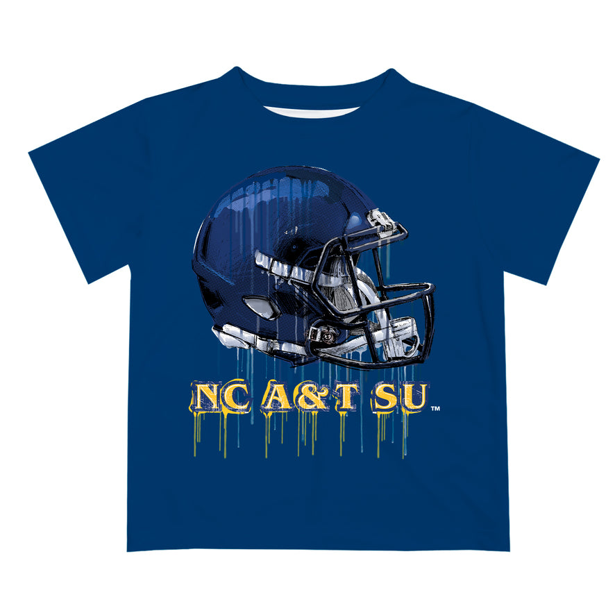 at&t football helmet North Carolina A&T Aggies Original Dripping Football Helmet Blue T-Shirt for Boys by Vive La Fete, Youth