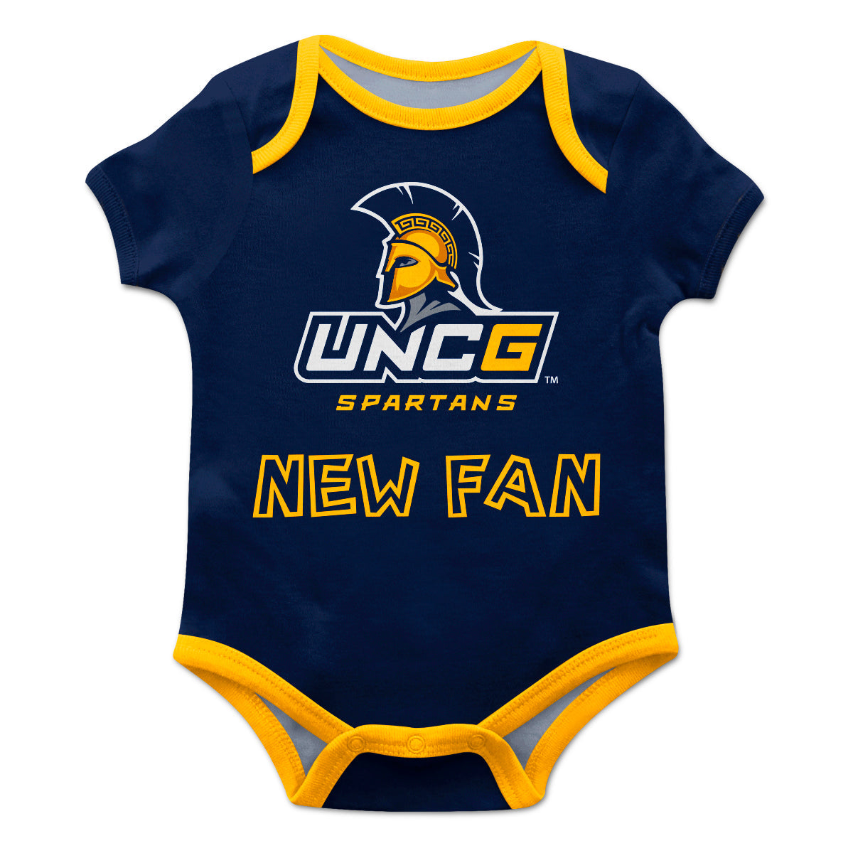 UNC Greensboro Spartans UNCG Infant Game Day Navy Short Sleeve One Piece Jumpsuit by Vive La Fete