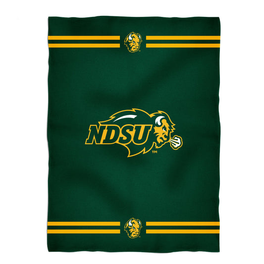 North Dakota Bison Game Day Soft Premium Fleece Green Throw Blanket 40 x 58 Logo & Stripes