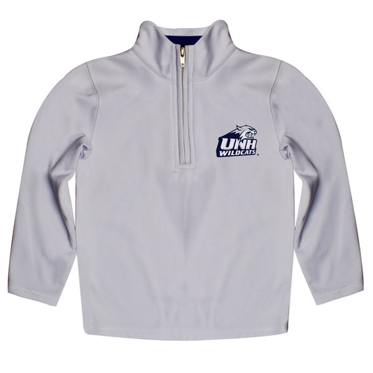 New Hampshire Wildcats UNH Game Day Solid Gray Quarter Zip Pullover for Infants Toddlers by Vive La Fete