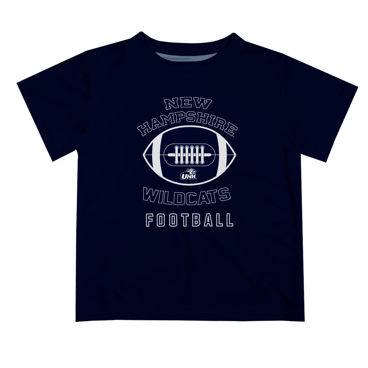 New Hampshire Wildcats UNH Vive La Fete Football V2 Blue Short Sleeve Tee Shirt