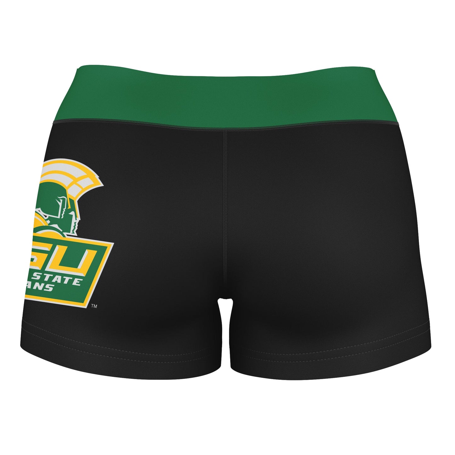 Norfolk State Spartans Vive La Fete Logo on Thigh & Waistband Black & Green Women Yoga Booty Workout Shorts 3.75 Inseam" - Vive La F̻te - Online Apparel Store