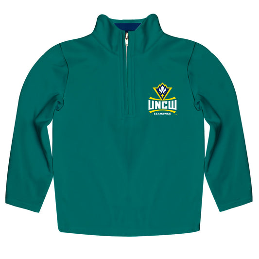 UNC Wilmington Seahawks UNCW Game Day Solid Teal Quarter Zip Pullover for Infants Toddlers by Vive La Fete