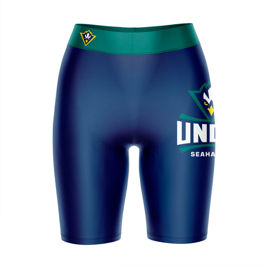 UNC Wilmington Seahawks UNCW Vive La Fete Game Day Logo on Thigh and Waistband Blue and Teal Women Bike Short 9 Inseam