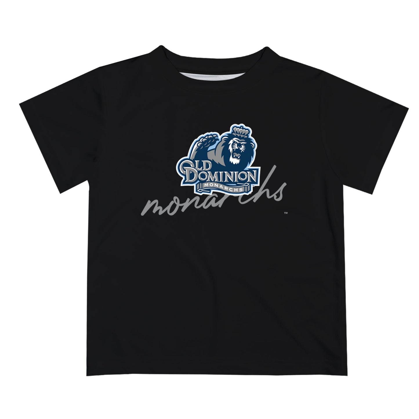 Old Dominion Monarchs Vive La Fete Script V1 Black Short Sleeve Tee Shirt