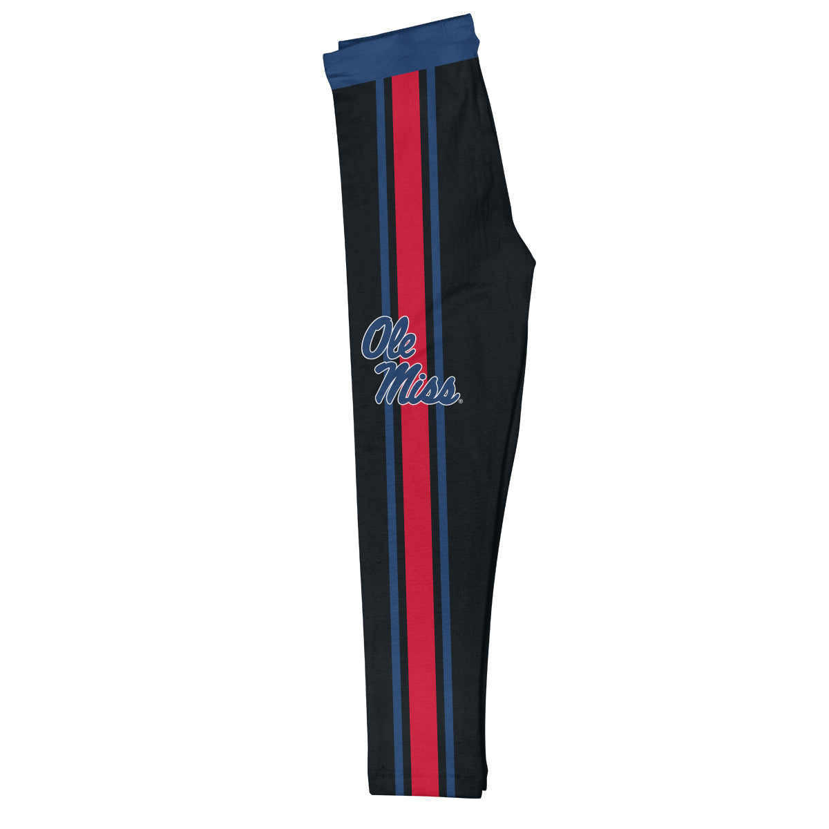 Mississippi Rebels Blue Waist Red And Blue Stripes Black Leggings