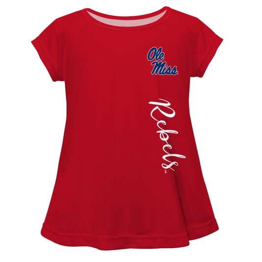 Mississippi Rebels Rebels Red Solid Short Sleeve Girls Laurie Top by Vive La Fete