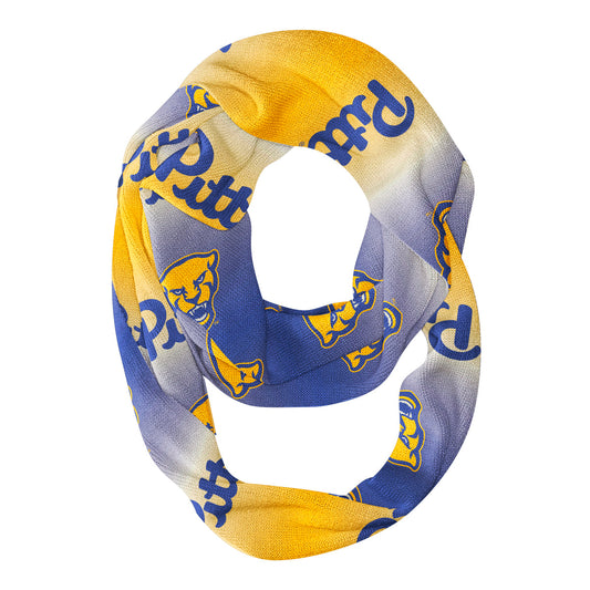 Pitt Panthers UP Vive La Fete All Over Logo Game Day Collegiate Women Ultra Soft Knit Infinity Scarf