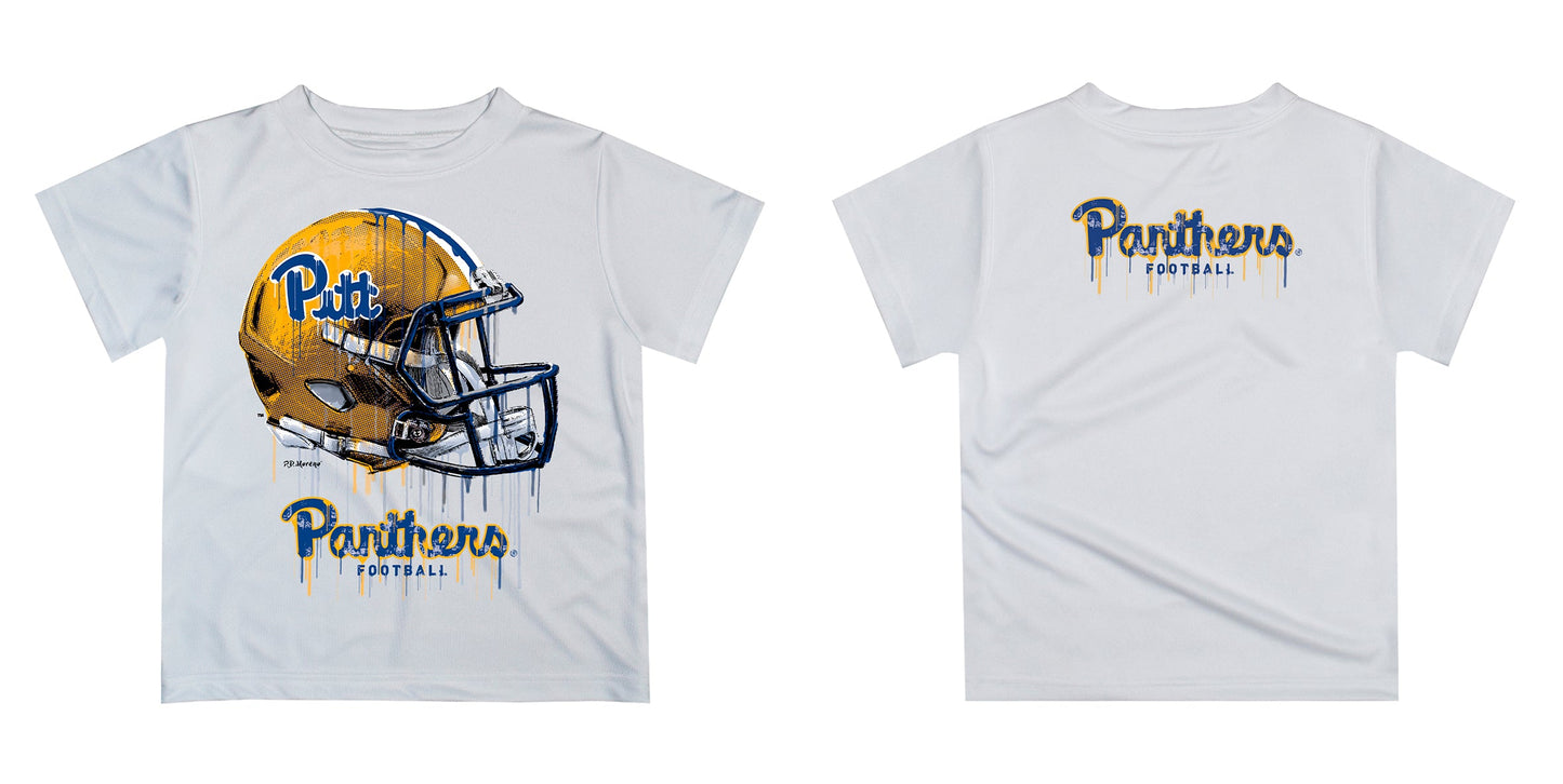 Pittsburgh Panthers UP Original Dripping Football Helmet Gold T-Shirt by Vive La Fete