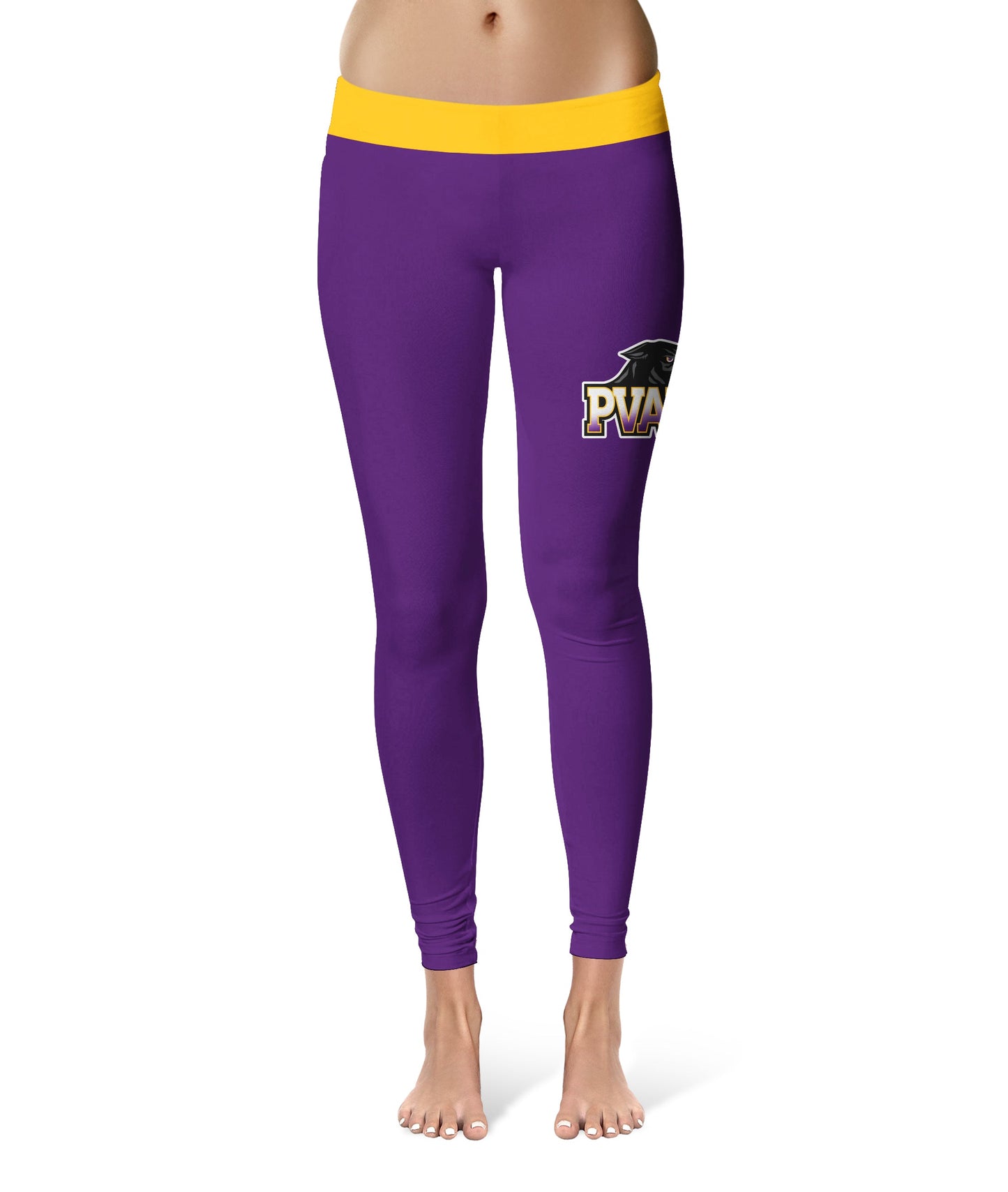 Praire View A&M Panthers PVAMU Vive La Fete Game Day Collegiate Logo on Thigh Purple Women Yoga Leggings 2.5 Waist Tight
