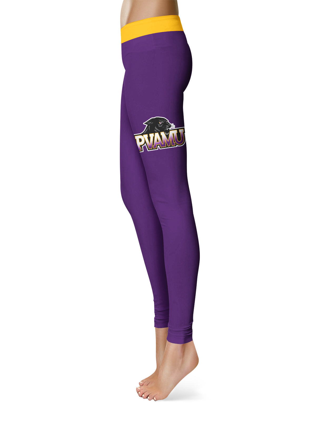 Praire View A&M Panthers PVAMU Vive La Fete Game Day Collegiate Logo on Thigh Purple Women Yoga Leggings 2.5 Waist Tight