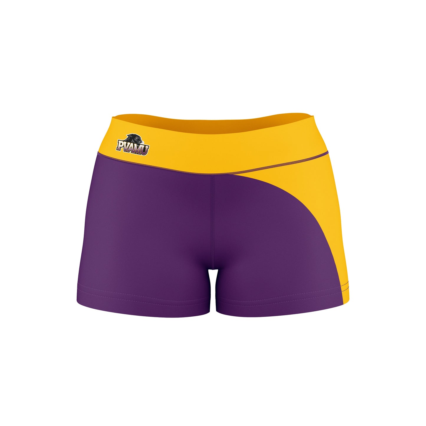 Prairie View A&M Panthers PVAMU Vive La Fete Collegiate Waist Color Block Women Purple Gold Optimum Yoga Short