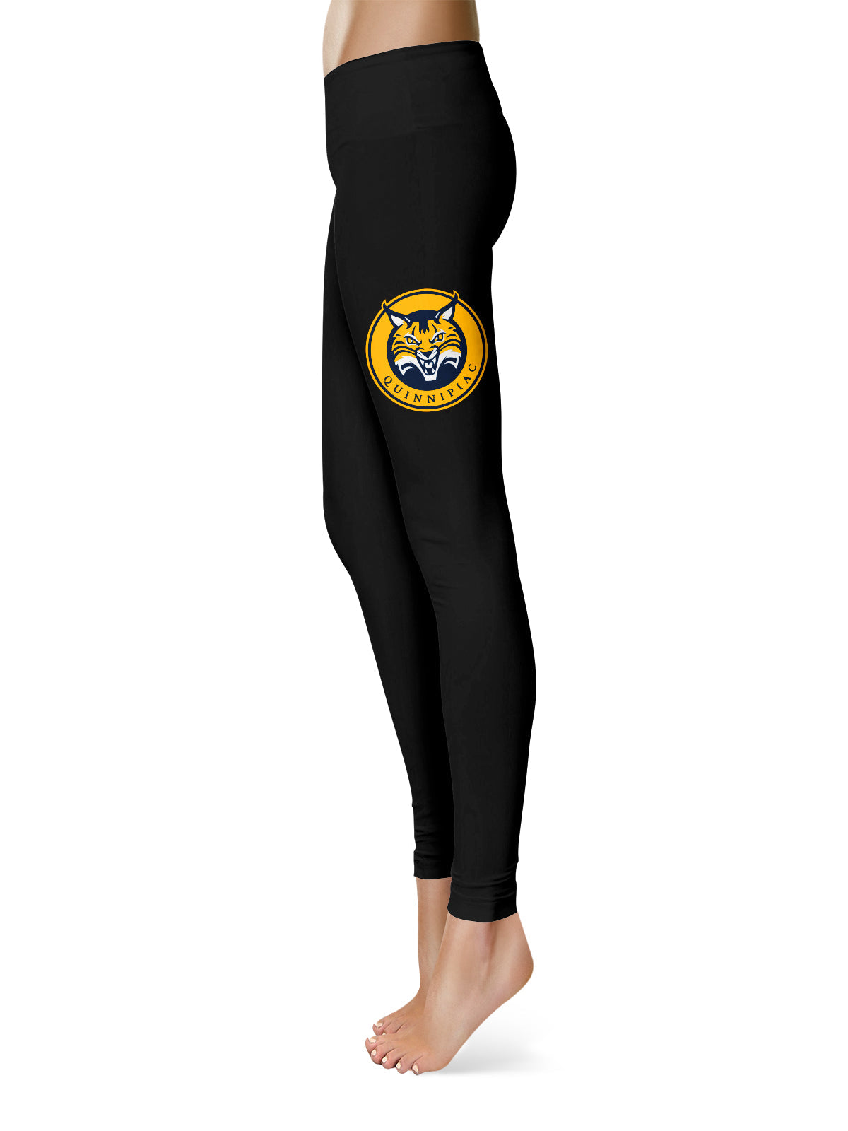 Quinnipiac Bobcats Vive La Fete Game Day Collegiate Large Logo on Thigh Women Black Yoga Leggings 2.5 Waist Tights