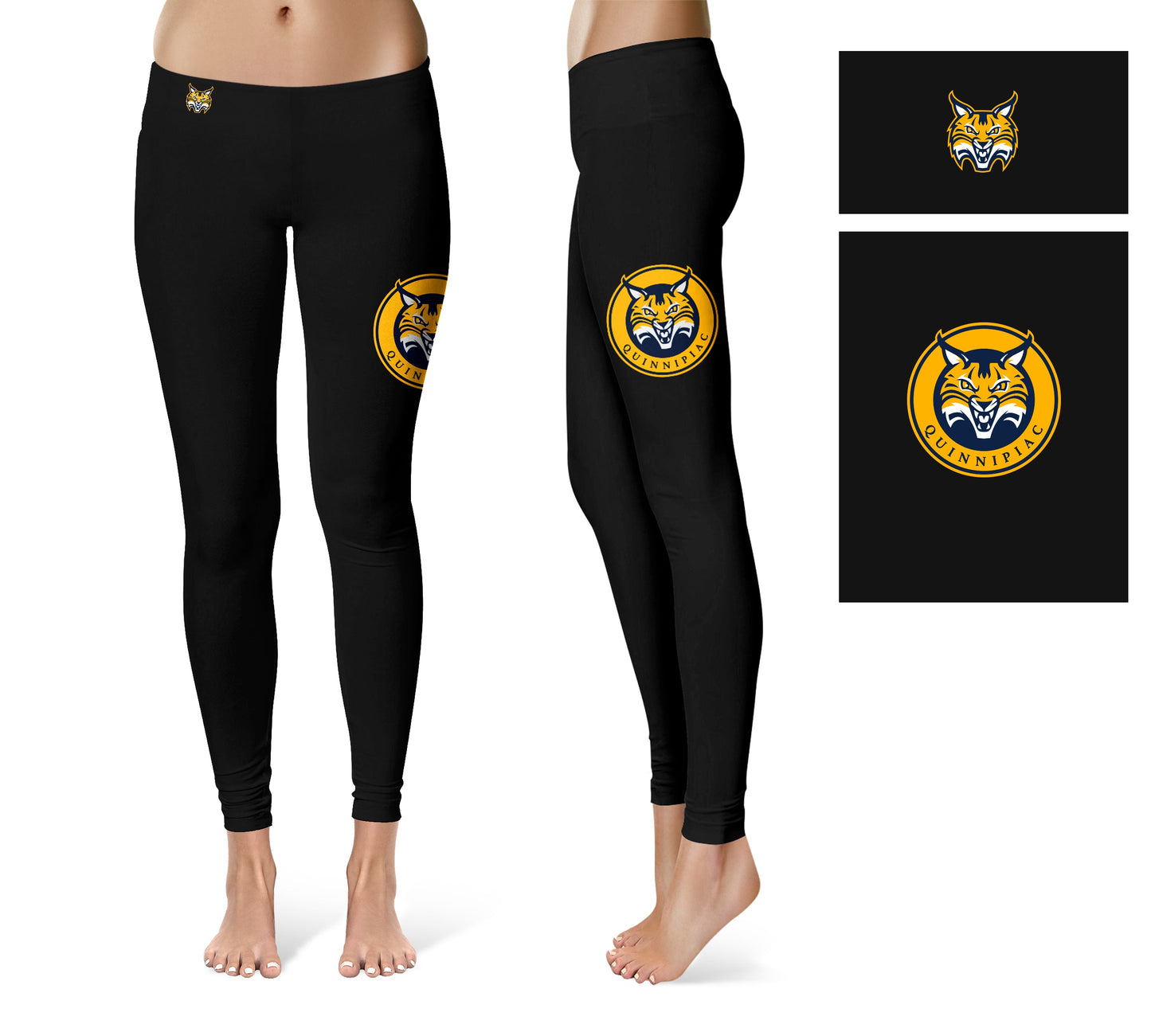 Quinnipiac Bobcats Vive La Fete Game Day Collegiate Large Logo on Thigh Women Black Yoga Leggings 2.5 Waist Tights