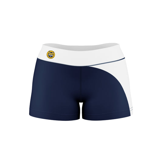 Quinnipiac Bobcats Vive La Fete Collegiate Waist Color Block Women Navy White Optimum Yoga Short
