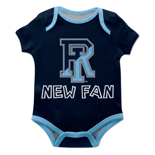 Rhode Island Rams Infant Game Day Navy Short Sleeve One Piece Jumpsuit New Fan Logo Bodysuit by Vive La Fete