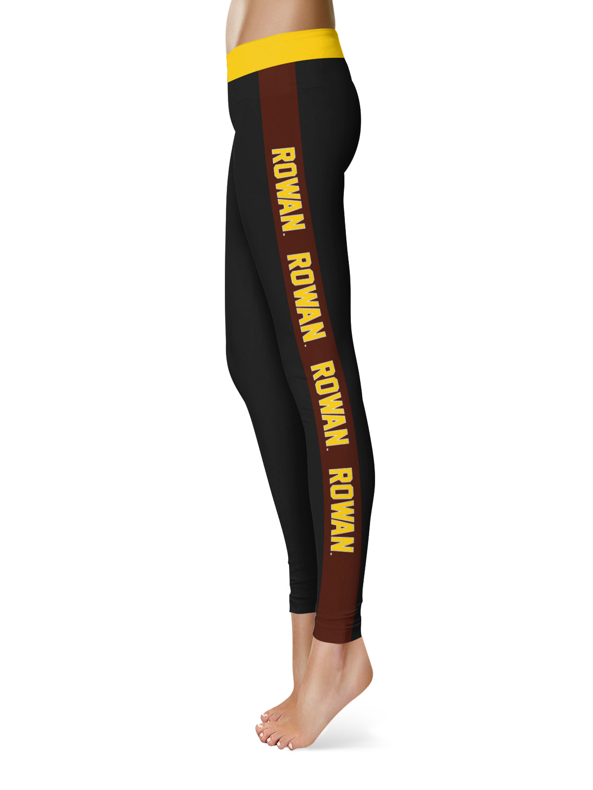 Rowan University Profs RU Vive La Fete Game Day Collegiate Brown Stripes Women Black Yoga Leggings 2 Waist Tights