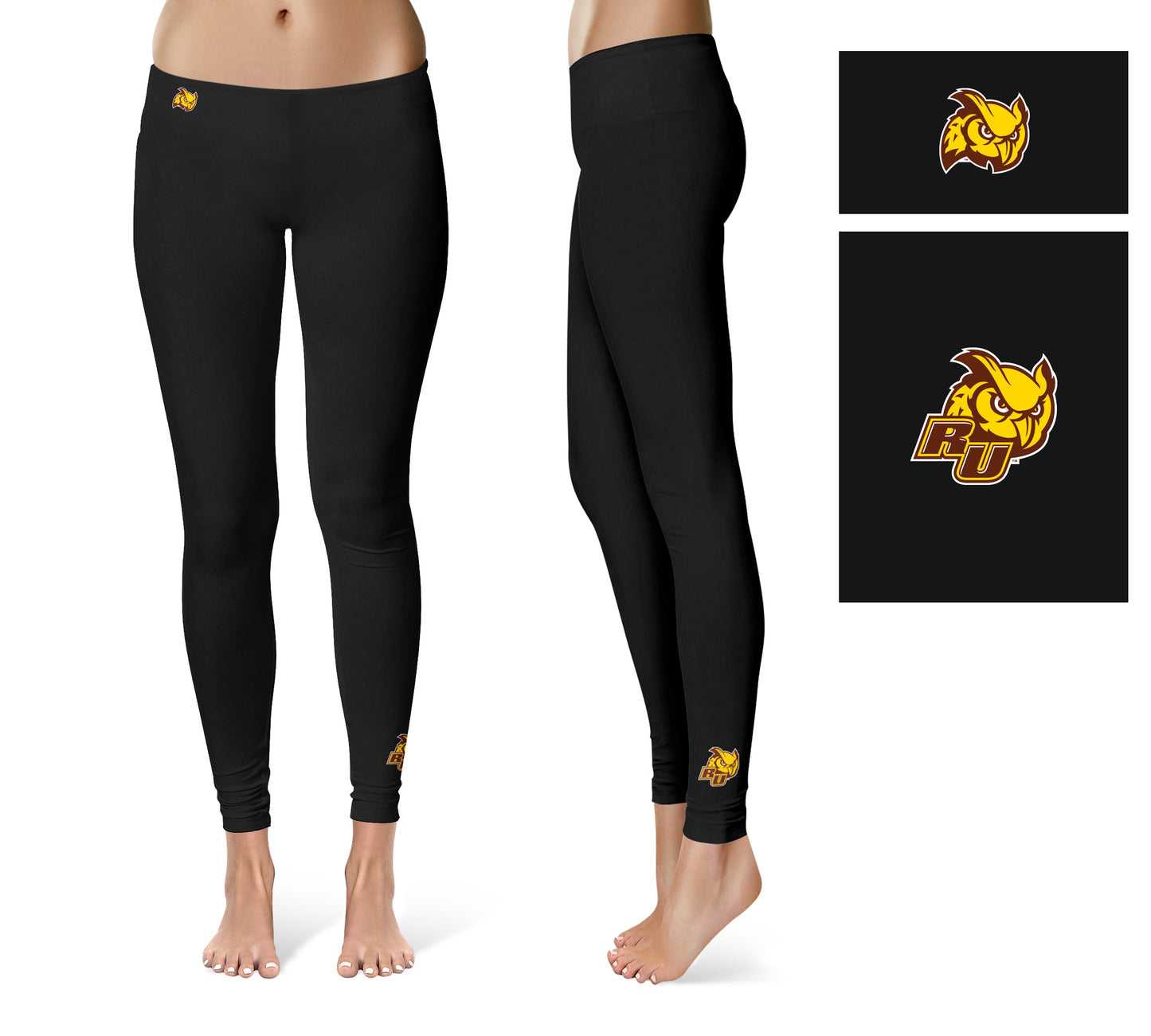 Rowan University Profs RU Vive La Fete Game Day Collegiate Logo at Ankle Women Black Yoga Leggings 2.5 Waist Tights