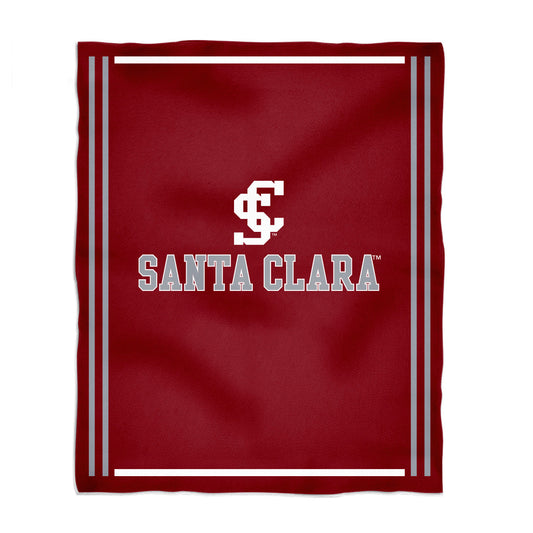 Santa Clara Broncos SCU Kids Game Day Red Plush Soft Minky Blanket 36 x 48 Mascot