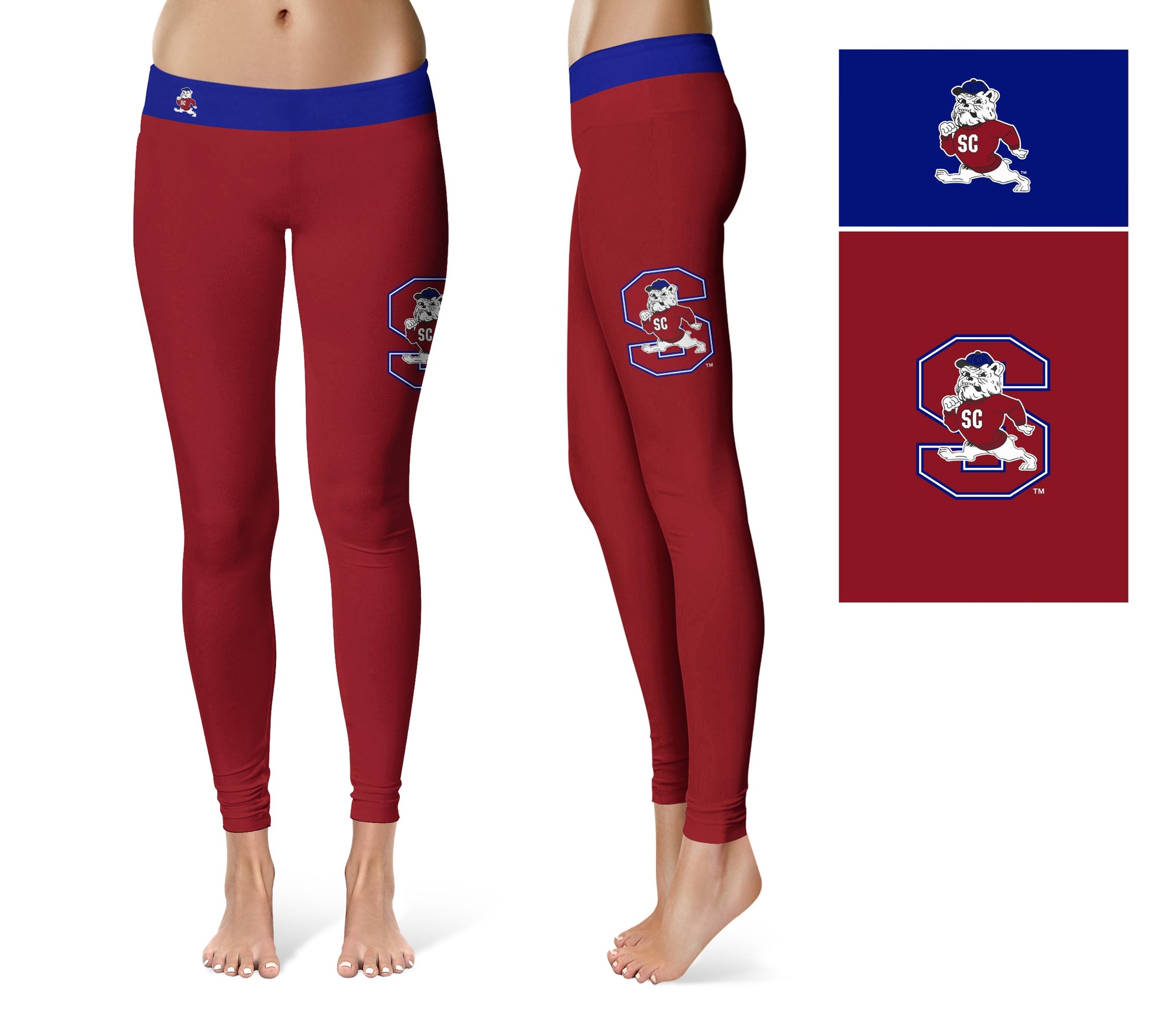 South Carolina State Bulldogs Vive La Fete Game Day Collegiate Logo on Thigh Maroon Women Yoga Leggings 2.5 Waist Tights