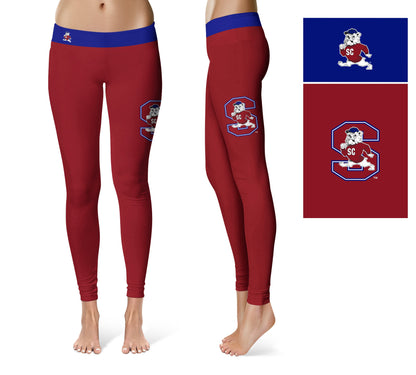 South Carolina State Bulldogs Vive La Fete Game Day Collegiate Logo on Thigh Maroon Women Yoga Leggings 2.5 Waist Tights