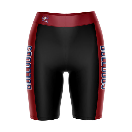 South Carolina State Bulldogs Vive La Fete Game Day Logo on Waistband and Maroon Stripes Black Women Bike Short 9 Inseam