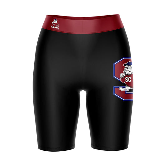 South Carolina State Bulldogs Vive La Fete Game Day Logo on Thigh and Waistband Black and Red Women Bike Short 9 Inseam
