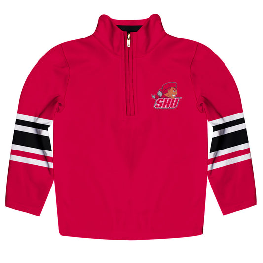 SHU Sacred Heart University Pioneers Game Day Red Quarter Zip Pullover for Infants Toddlers by Vive La Fete