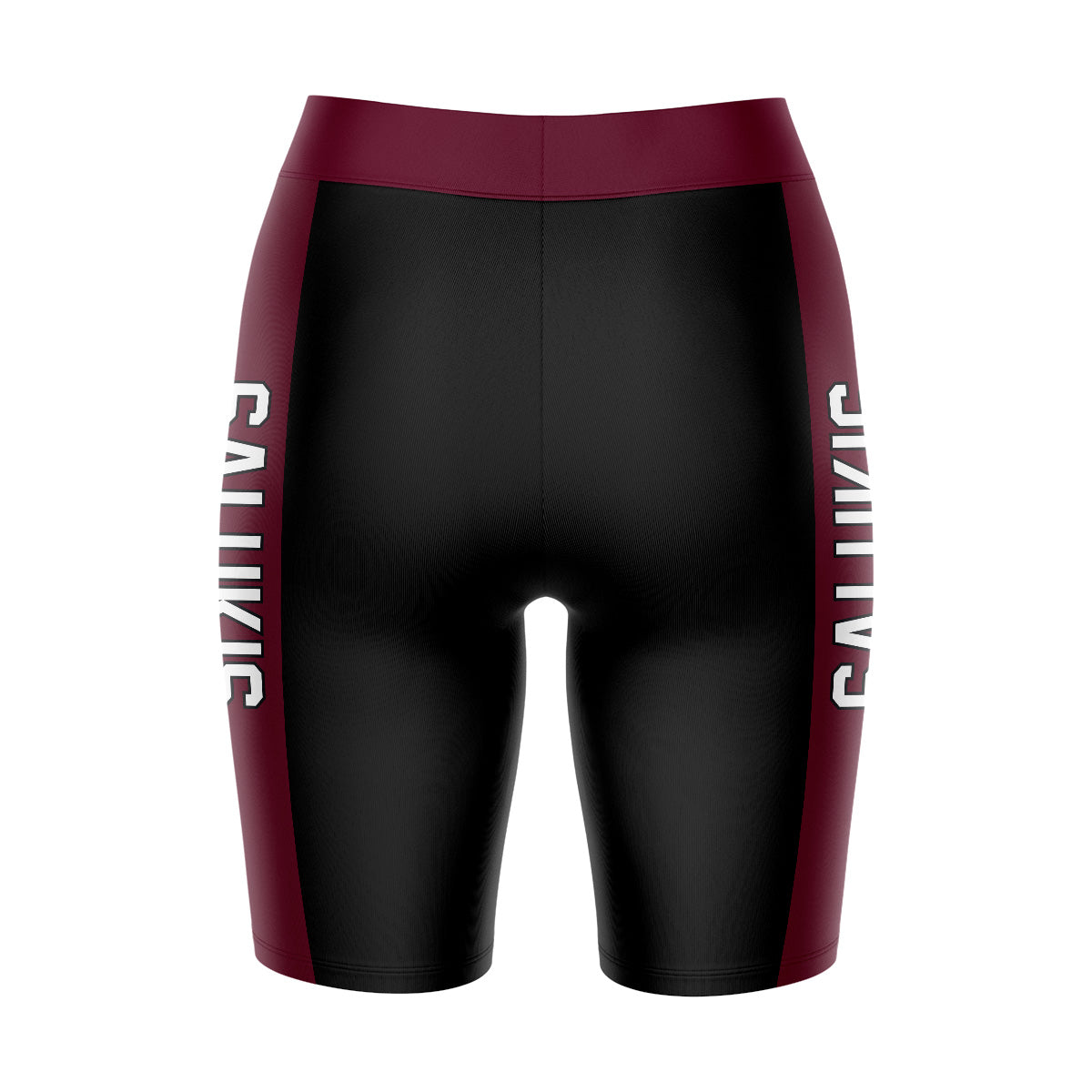 Southern Illinois Salukis SIU Vive La Fete Game Day Logo on Waistband and Maroon Stripes Black Women Bike Short 9 Inseam