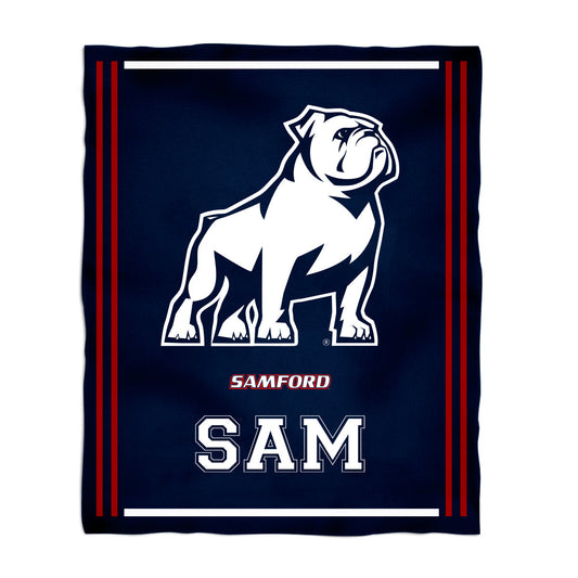 Samford University Bulldogs Kids Game Day Navy Plush Soft Minky Blanket 36 x 48 Mascot