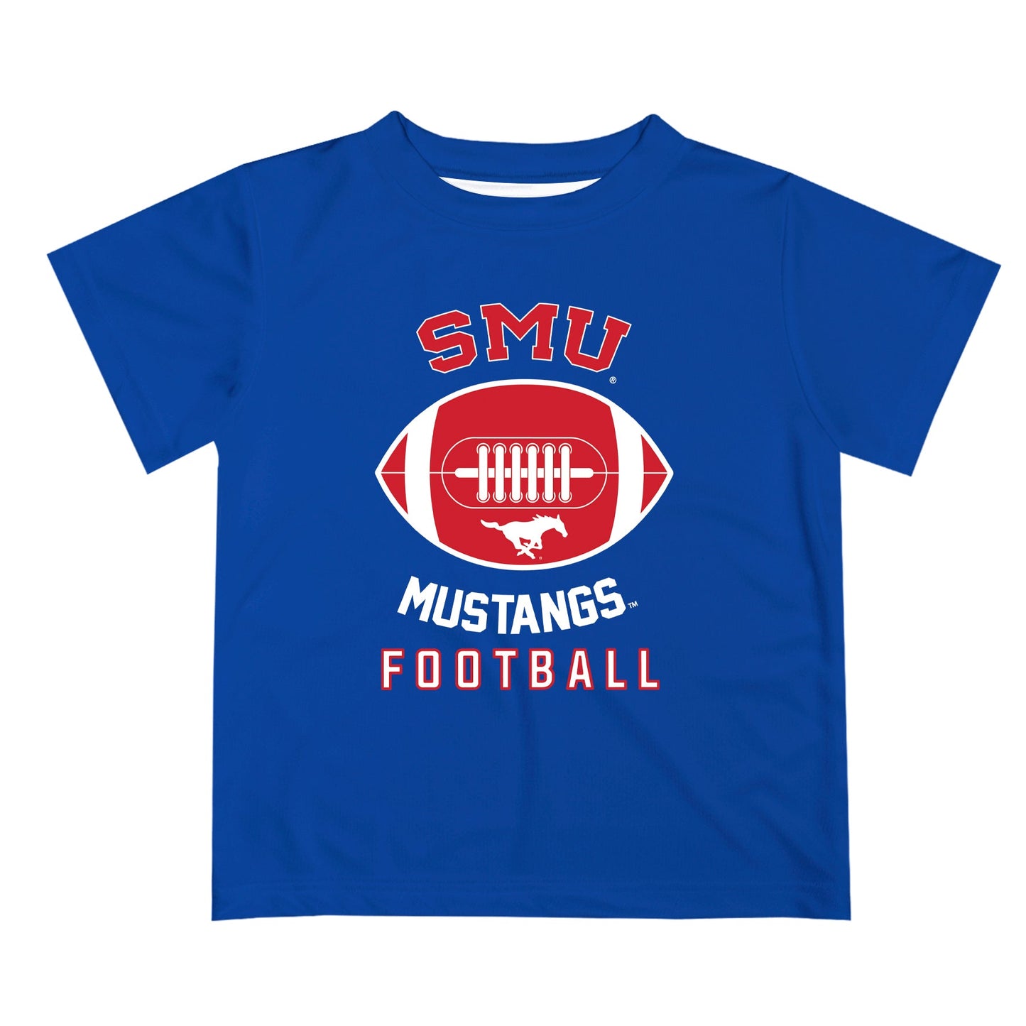 SMU Mustangs Vive La Fete Football V2 Blue Short Sleeve Tee Shirt