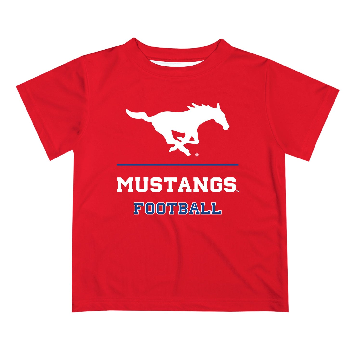 SMU Mustangs Vive La Fete Football V1 Red Short Sleeve Tee Shirt