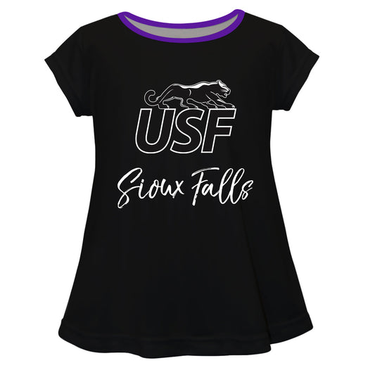 Sioux Falls Cougars USF Girls Game Day Short Sleeve Black Laurie Top by Vive La Fete