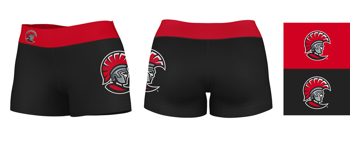 Tampa Spartans Vive La Fete Game Day Logo on Thigh & Waistband Black & Red Women Yoga Booty Workout Shorts 3.75 Inseam" - Vive La F̻te - Online Apparel Store