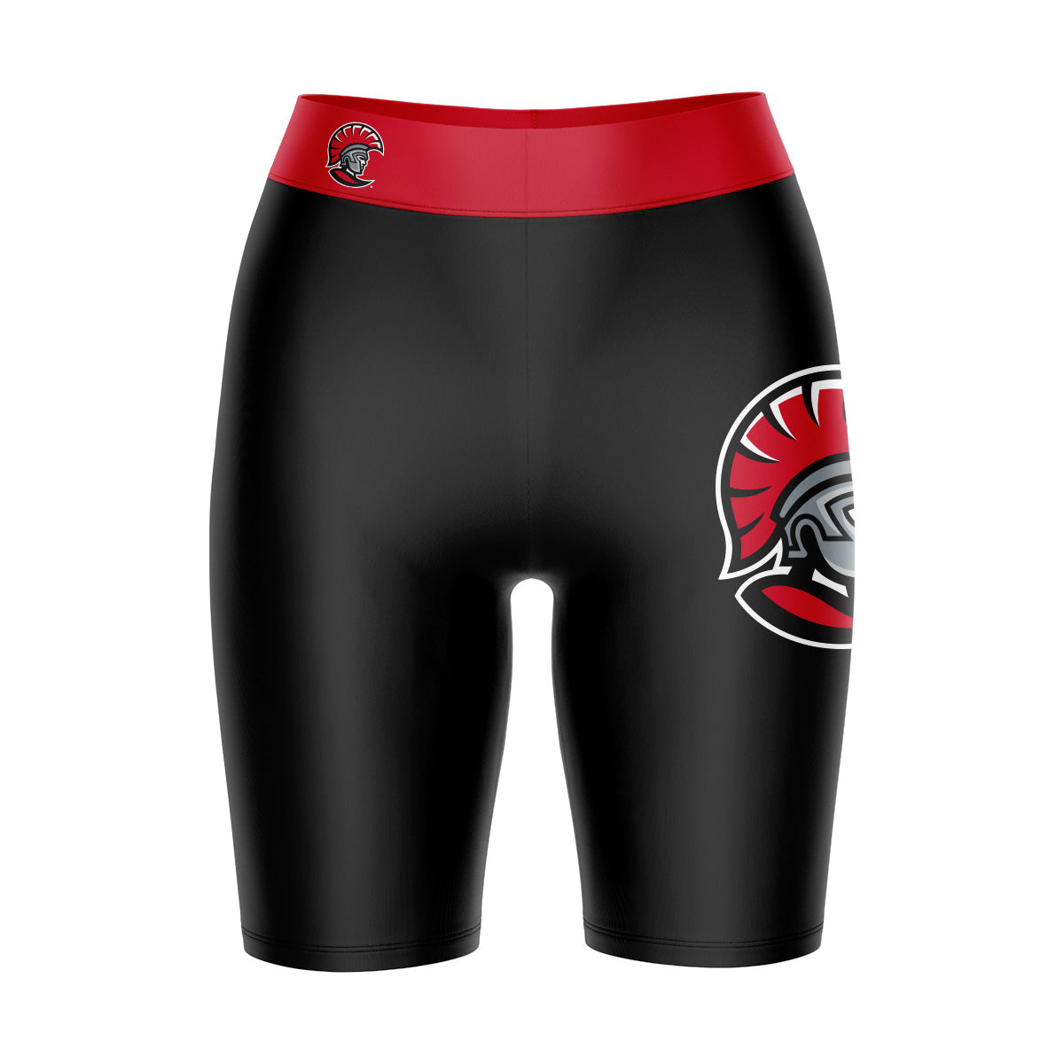 Tampa Spartans Vive La Fete Game Day Logo on Thigh and Waistband Black and Red Women Bike Short 9 Inseam"