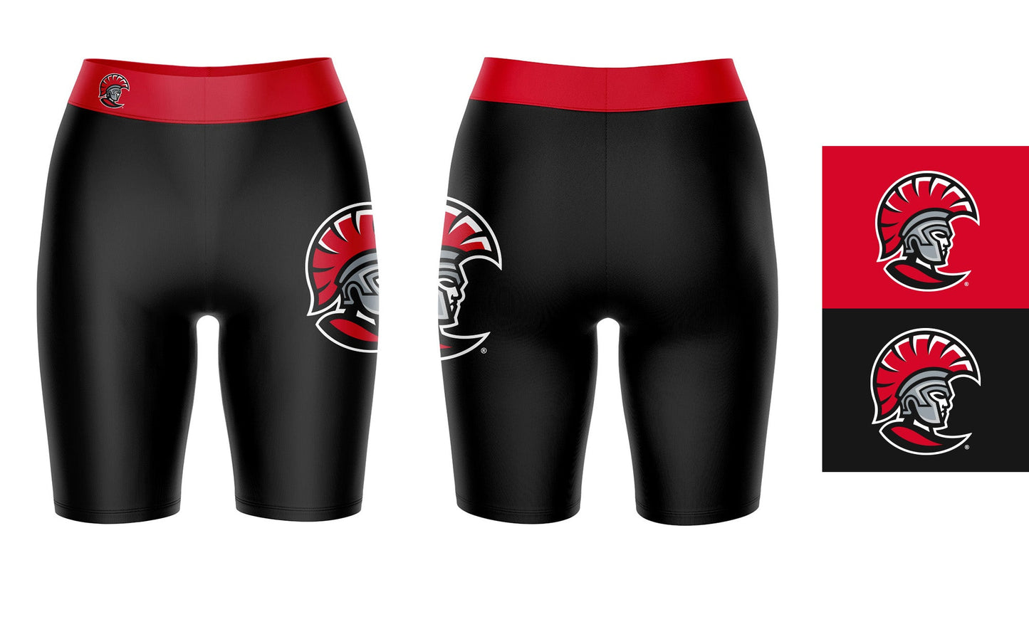 Tampa Spartans Vive La Fete Game Day Logo on Thigh and Waistband Black and Red Women Bike Short 9 Inseam"