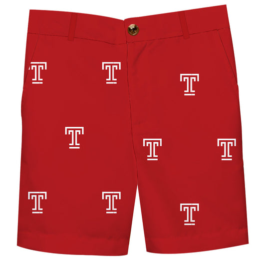 Temple University Owls TU Boys Game Day Red Structured Dress Shorts