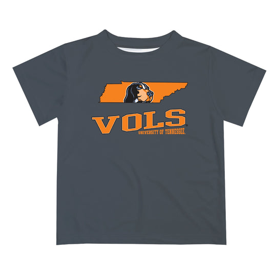 Tennessee Vols Vive La Fete State Map Gray Short Sleeve Tee Shirt