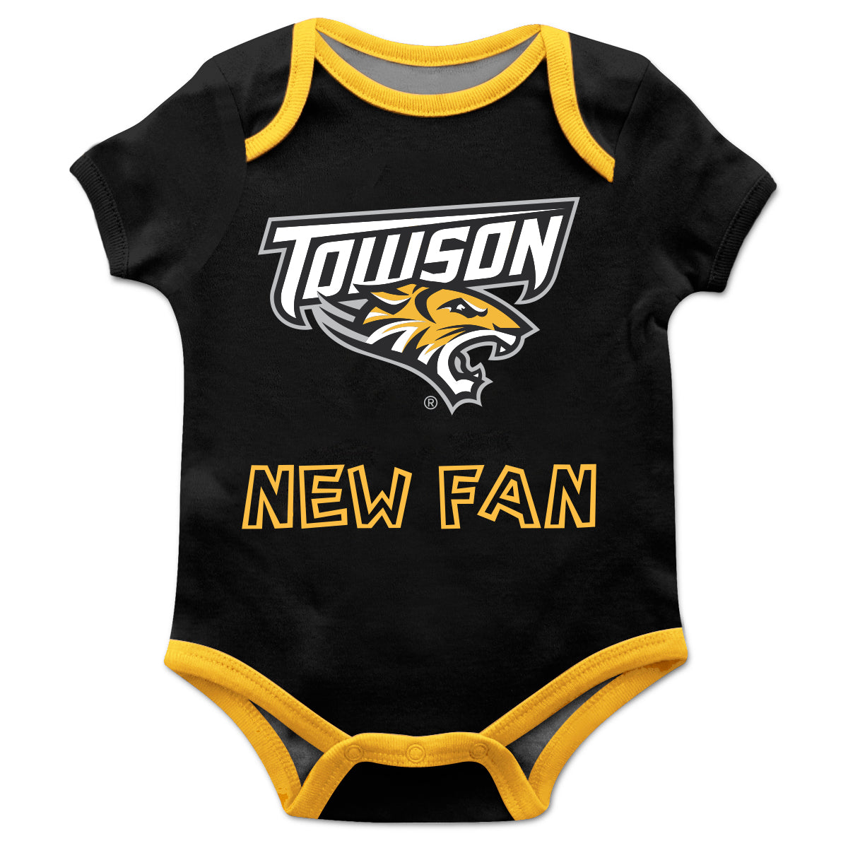 Towson University Tigers Infant Game Day Black Short Sleeve One Piece Jumpsuit by Vive La Fete
