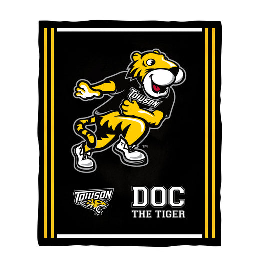 Towson University Tigers TU Kids Game Day Black Plush Soft Minky Blanket 36 x 48 Mascot