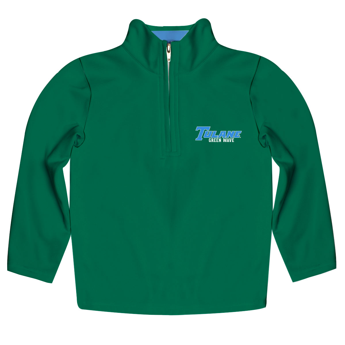 Tulane Green Wave Game Day Solid Blue Quarter Zip Pullover for Infants Toddlers by Vive La Fete
