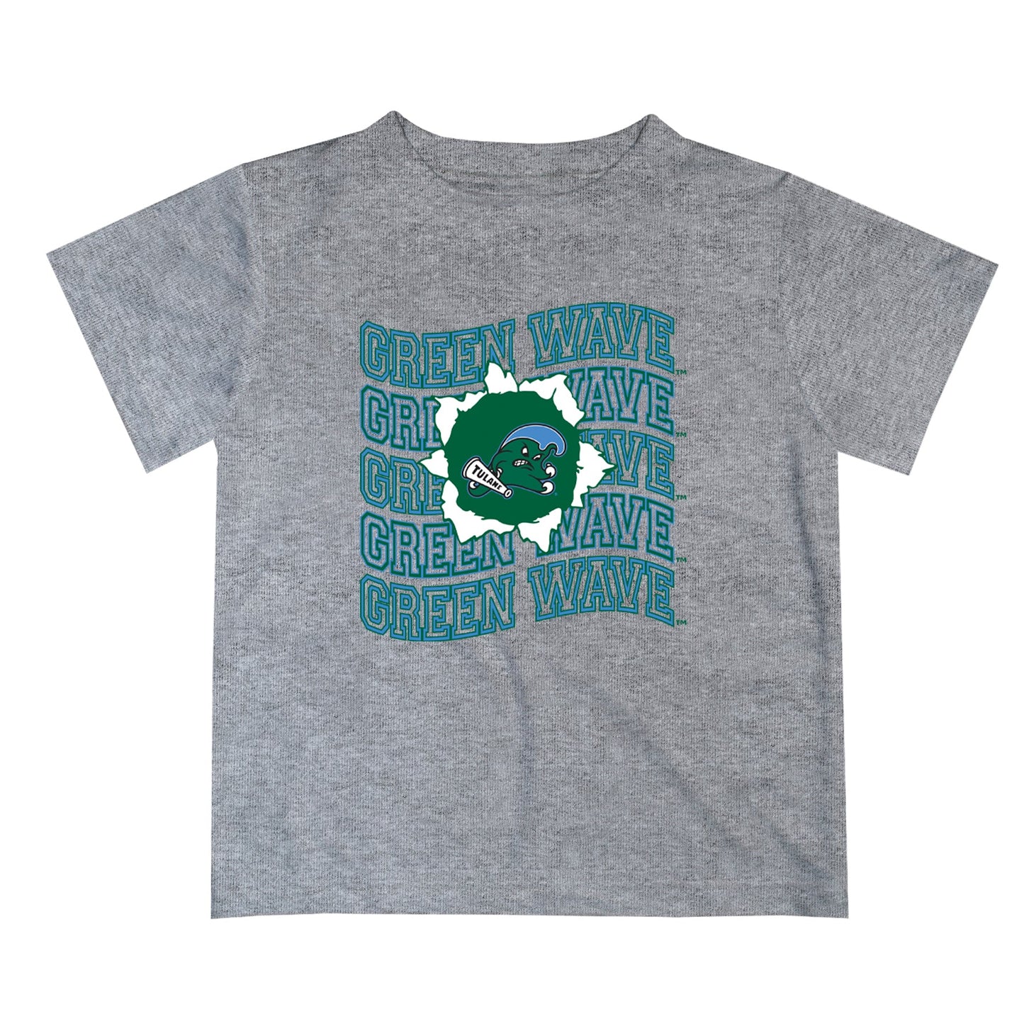 Tulane Green Wave Vive La Fete  Heather Gray Art V1 Short Sleeve Tee Shirt