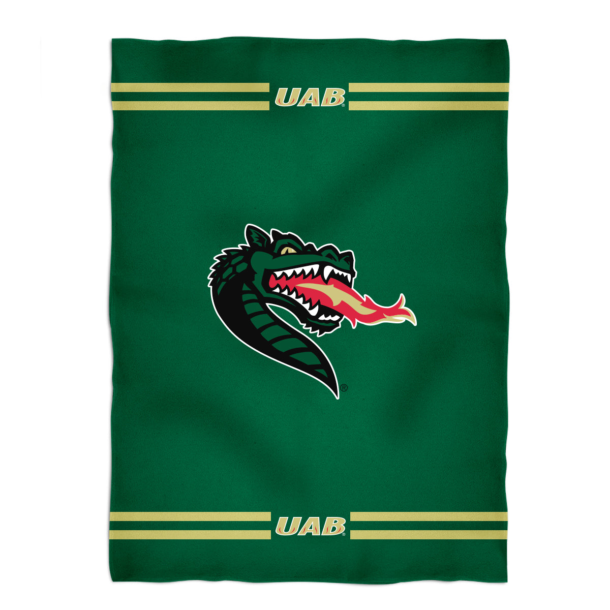 Alabama at Birmingham Blazers Game Day Soft Premium Fleece Green Throw Blanket 40 x 58 Mascot and Stripes