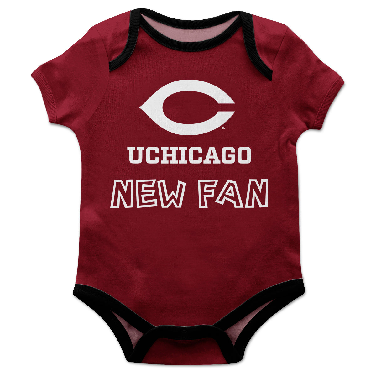 University of Chicago Maroons Infant Game Day Maroon Short Sleeve One Piece Jumpsuit New Fan Logo Bodysuit by Vive La Fete