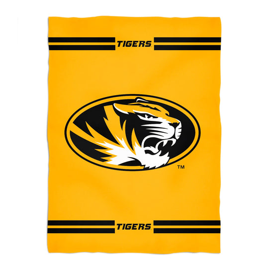 Missouri Tigers MU Game Day Soft Premium Fleece Gold Throw Blanket 40 x 58 Logo and Stripes